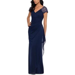 XSCAPE
Lace-Sleeve Chiffon Gown Navy Blue Brand new sizes 4 and 6